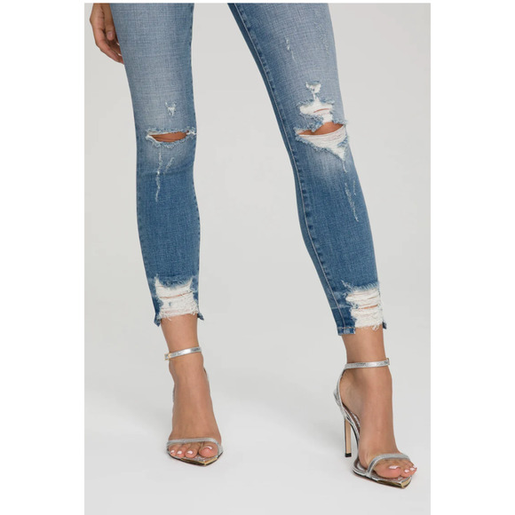 GOOD AMERICAN NWT Good Waist Crop Denim Jean in Blue634 // 2 - Picture 4 of 15